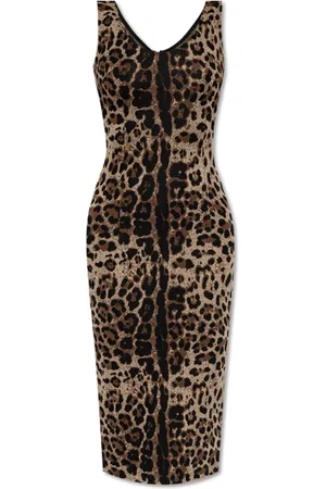 Dolce & Gabbana Dames, Jurken, Bruin, Maat: XS Leer