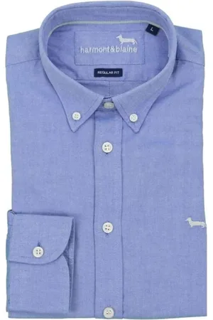 HARMONT&BLAINE Heren, Overhemden, Blauw, Maat: L Katoen