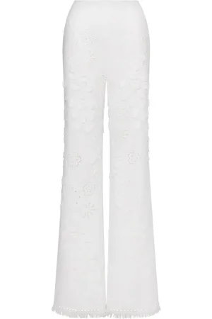 Alberta Ferretti Dames, Broeken, Wit, Maat: S Katoen