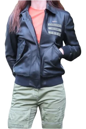 Aeronautica Militare Dames, Jassen, Zwart, Maat: XL Leer