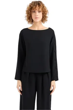 Emporio Armani Dames, Tops, Zwart, Maat: 2XL Poliester
