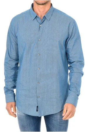 Emporio Armani Heren, Overhemden, Blauw, Maat: XS Katoen