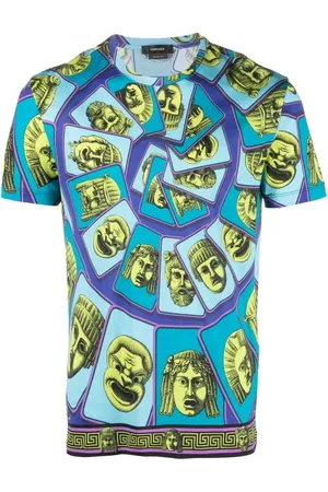 VERSACE Heren, Tops, Blauw, Maat: S Katoen