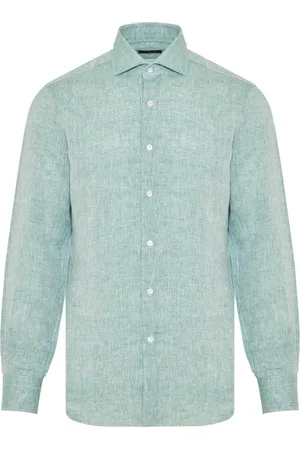 BARBA Heren, Overhemden, Groen, Maat: 2XL Linnen