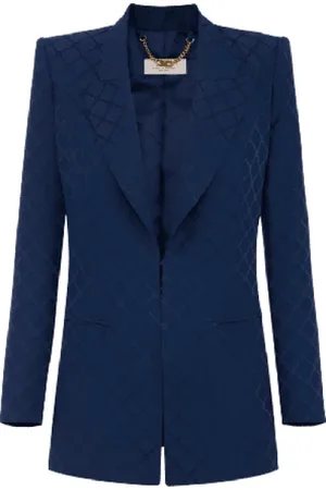 Elisabetta Franchi Dames, Jassen, Blauw, Maat: M Satijn