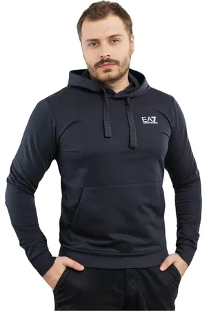 EA7 Heren, Sweatshirts & Hoodies, Blauw, Maat: XL Katoen