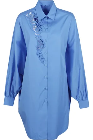 ERMANNO SCERVINO Dames, Blouses & Shirts, Blauw, Maat: S Katoen
