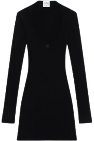 Courrèges Dames, Jurken, Zwart, Maat: L Viscose