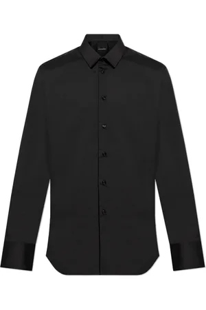 Emporio Armani Heren, Overhemden, Zwart, Maat: 4XL Katoen