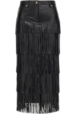 Roberto Cavalli Dames, Rokken, Zwart, Maat: XL Leer