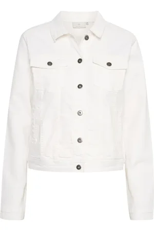 Kaffe Dames, Jassen, Wit, Maat: S Denim