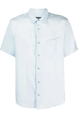 A.P.C. Heren, Overhemden, Blauw, Maat: M Linnen