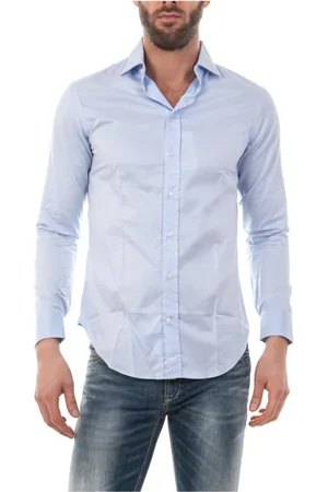 Emporio Armani Heren, Overhemden, Blauw, Maat: 3XL Katoen