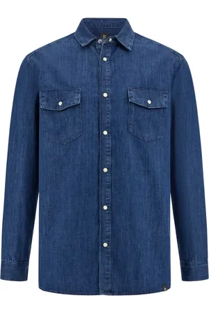 Boggi Milano Heren, Overhemden, Blauw, Maat: XL Denim