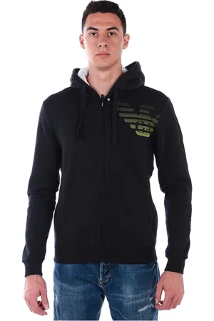 EA7 Heren, Sweatshirts & Hoodies, Zwart, Maat: L Katoen