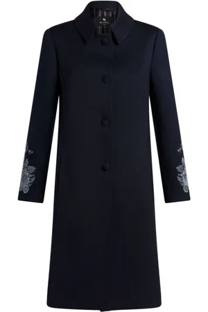 Etro Dames, Mantels, Blauw, Maat: M Wol