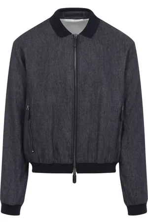 Giorgio Armani Heren, Jassen, Blauw, Maat: M Linnen