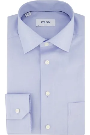 Eton Heren, Overhemden, Blauw, Maat: L Katoen