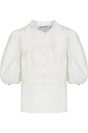 Self-Portrait Dames, Blouses & Shirts, Wit, Maat: M Katoen