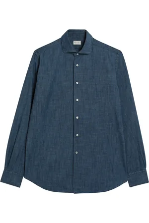 Xacus Heren, Overhemden, Blauw, Maat: M Denim