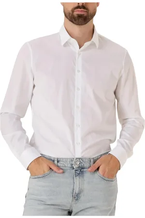 Calvin Klein Heren, Overhemden, Wit, Maat: M Katoen