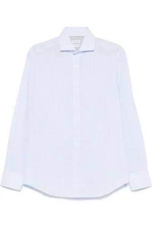 Brunello Cucinelli Heren, Overhemden, Blauw, Maat: S Katoen