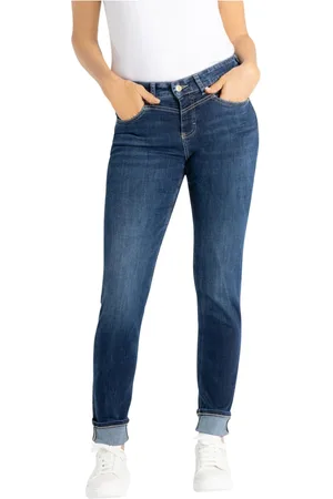 Mac Dames, Jeans, Blauw, Maat: 2XL Katoen