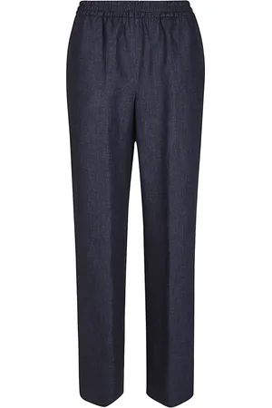 ELEVENTY Dames, Broeken, Blauw, Maat: XL Linnen