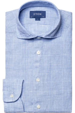 Eton Heren, Overhemden, Blauw, Maat: 2XL Linnen
