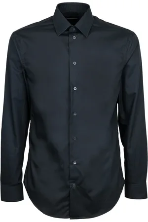 Emporio Armani Heren, Overhemden, Zwart, Maat: M Katoen