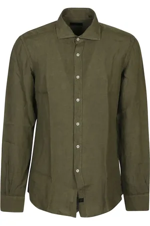 FAY Heren, Overhemden, Groen, Maat: 2XL Linnen