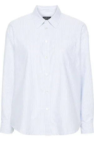A.P.C. Dames, Blouses & Shirts, Blauw, Maat: M Katoen