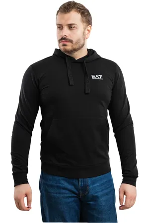 EA7 Heren, Sweatshirts & Hoodies, Zwart, Maat: XL Katoen