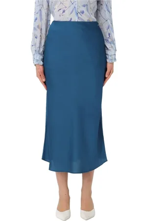 HUGO BOSS Dames, Rokken, Blauw, Maat: M Satijn