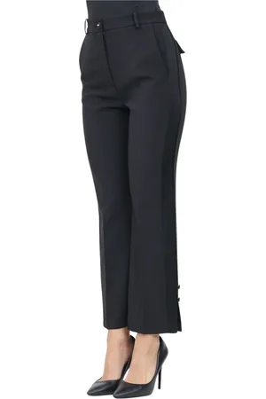 Elisabetta Franchi Dames, Broeken, Zwart, Maat: XL Satijn