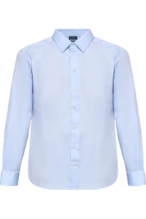 Emporio Armani Heren, Overhemden, Blauw, Maat: S Katoen