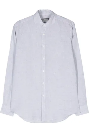 CANALI Heren, Overhemden, Grijs, Maat: XL Linnen