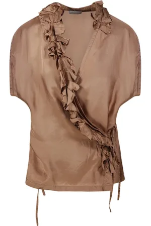 DRIES VAN NOTEN Dames, Blouses & Shirts, Bruin, Maat: S Viscose