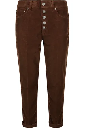 Dondup Dames, Broeken, Bruin, Maat: W30 Velours