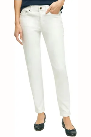 Brooks Brothers Dames, Jeans, Wit, Maat: M Katoen