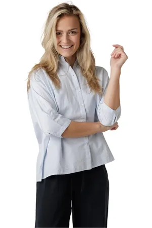 BY-BAR Dames, Blouses & Shirts, Blauw, Maat: XS Katoen
