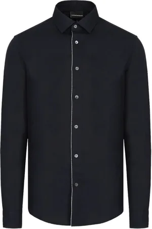 Emporio Armani Heren, Overhemden, Zwart, Maat: M Linnen