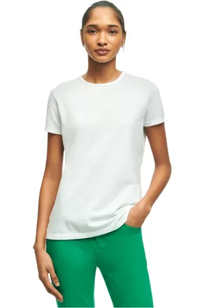 Brooks Brothers Dames, Tops, Wit, Maat: L Katoen