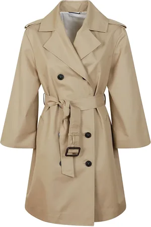 Max Mara Dames, Mantels, Bruin, Maat: S Gabardine