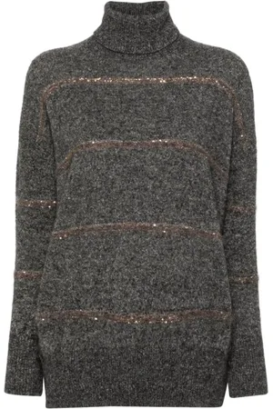 Brunello Cucinelli Dames, Truien, Grijs, Maat: M Katoen