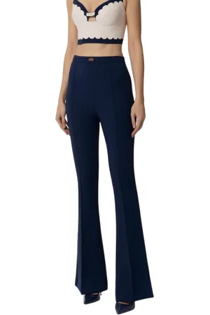 Elisabetta Franchi Dames, Broeken, Blauw, Maat: XS Poliester