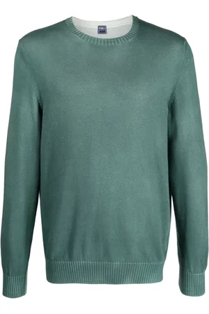 FEDELI Heren, Truien, Groen, Maat: 3XL Katoen