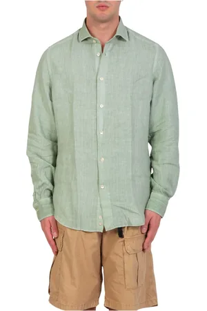 ELEVENTY Heren, Overhemden, Groen, Maat: 2XL Linnen