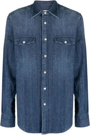 Boglioli Heren, Overhemden, Blauw, Maat: L Denim