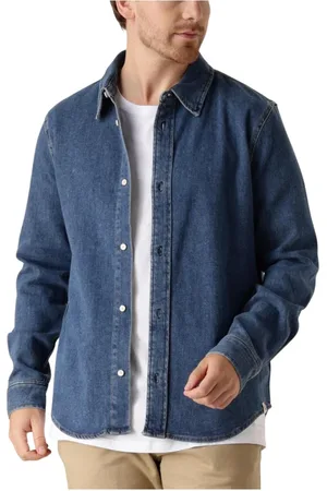 Calvin Klein Heren, Overhemden, Blauw, Maat: XS Denim